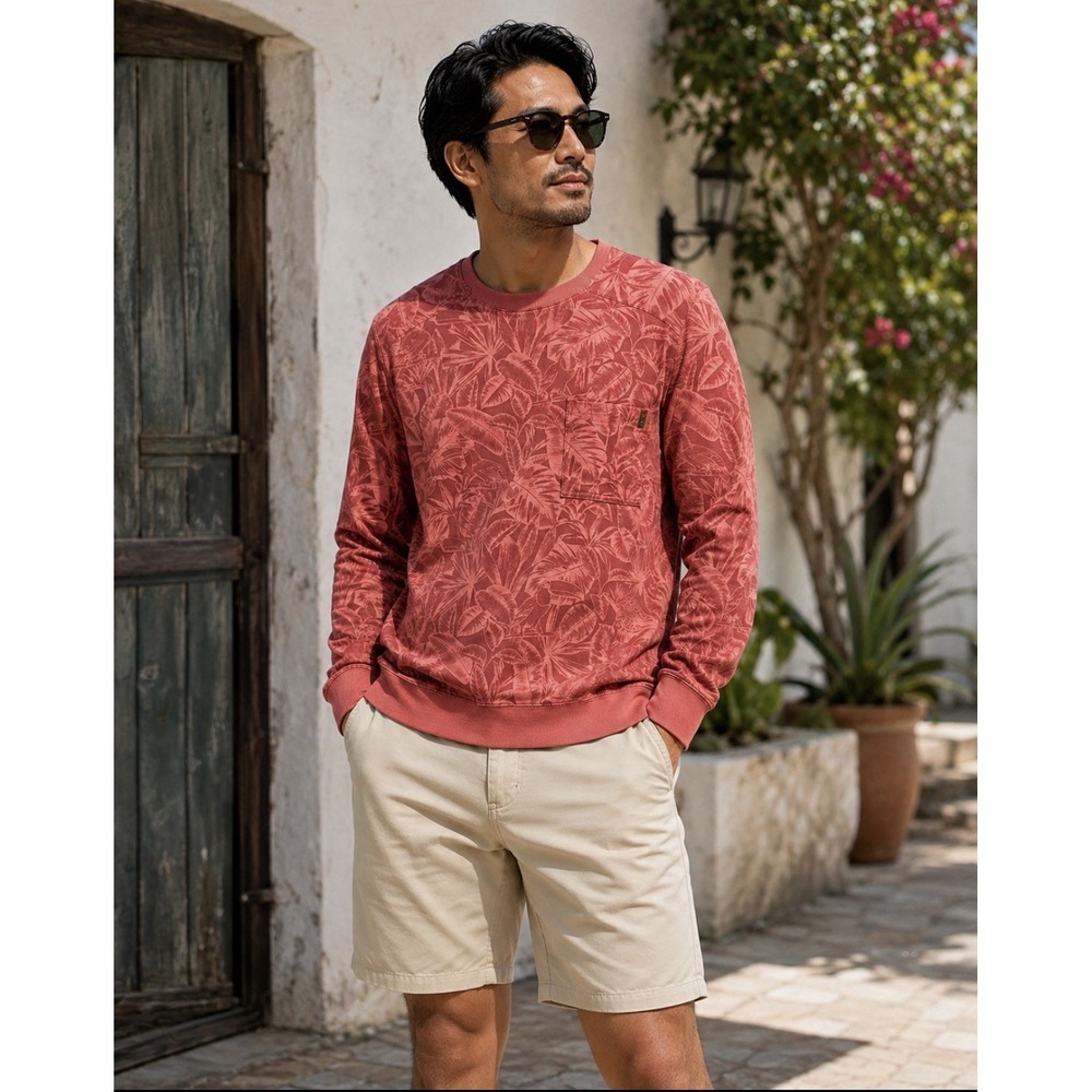 Tommy Bahama Ben & Terry Twilight Palms Crew Sweatshirt Pullover Men's Large NWT